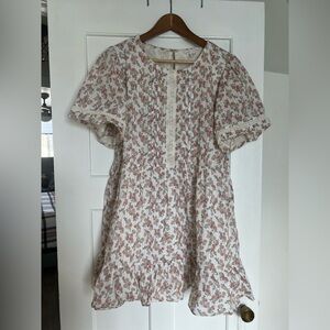 Joe Fresh Floral Mini Dress - Pink and White